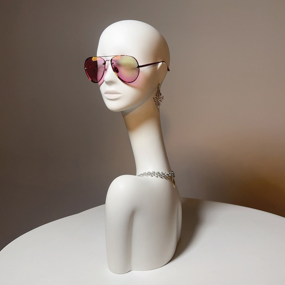 Luxury Fiberglass Mannequin Head - White Display Stand for Wigs & Jewelry