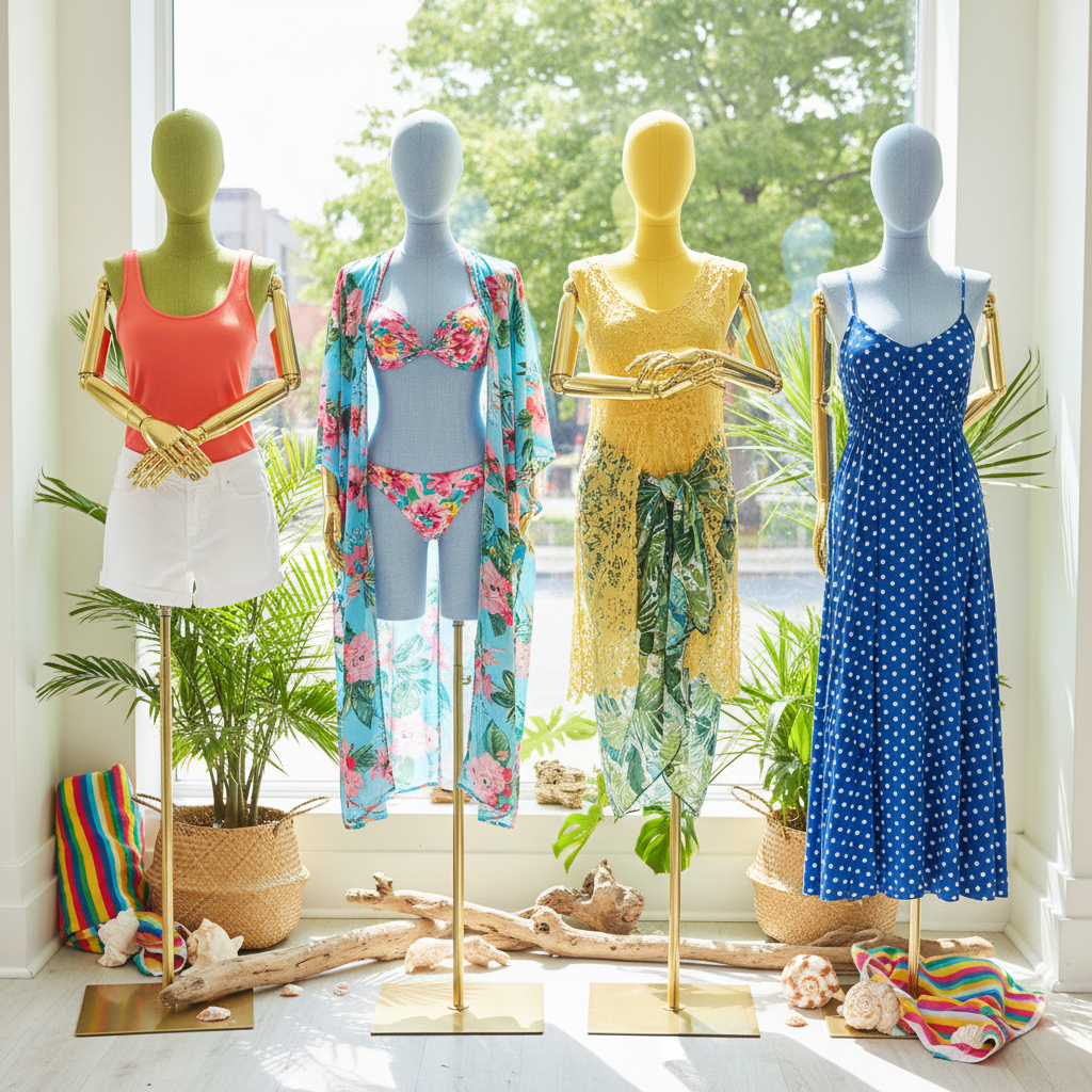 JELIMATE Linen Female Dress Form - Half Body Mannequin for Window Display