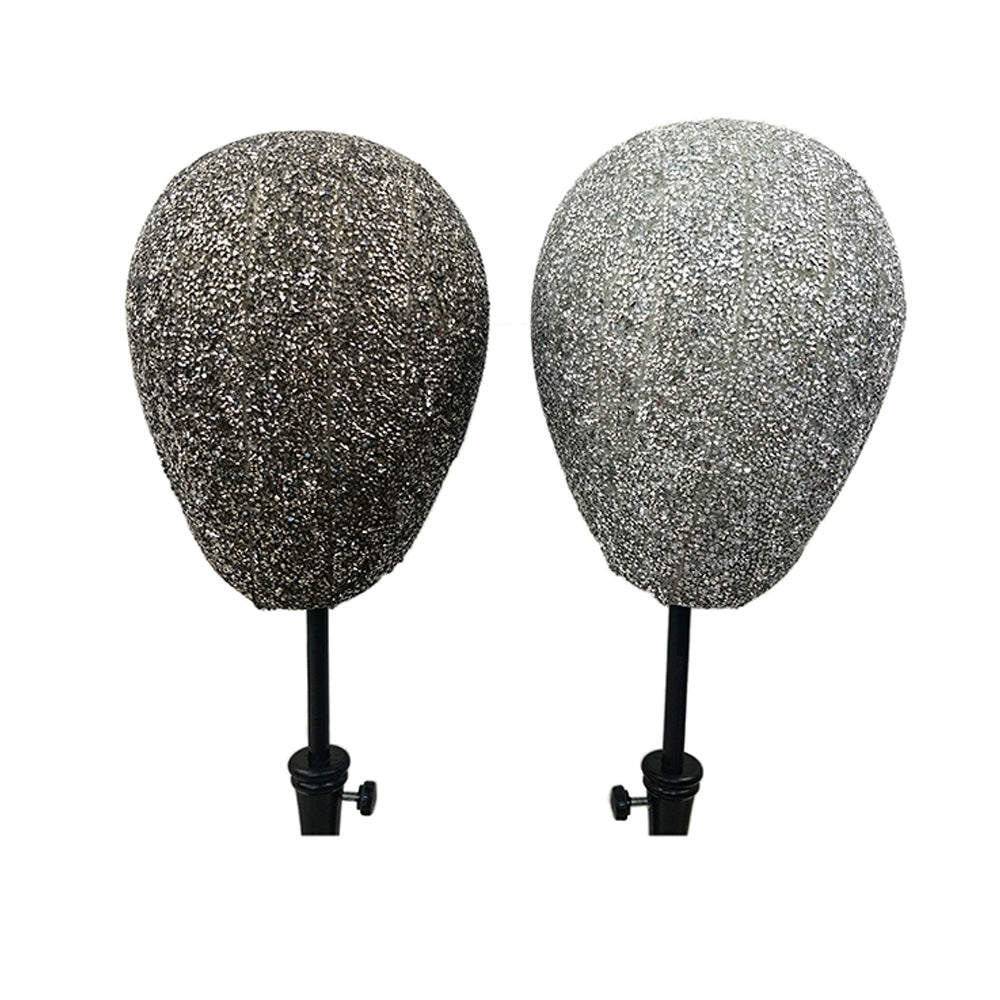 JELIMATE Glitter Diamond Wig Stand, Pinnable Sparkle Mannequin Head for Window Display