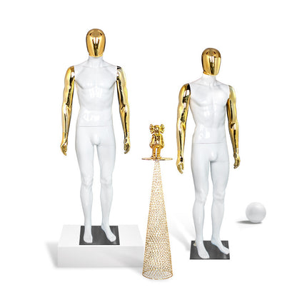 Premium Matte Black & Gold Electroplated Male Mannequin - Full Body Display for High-End Retail