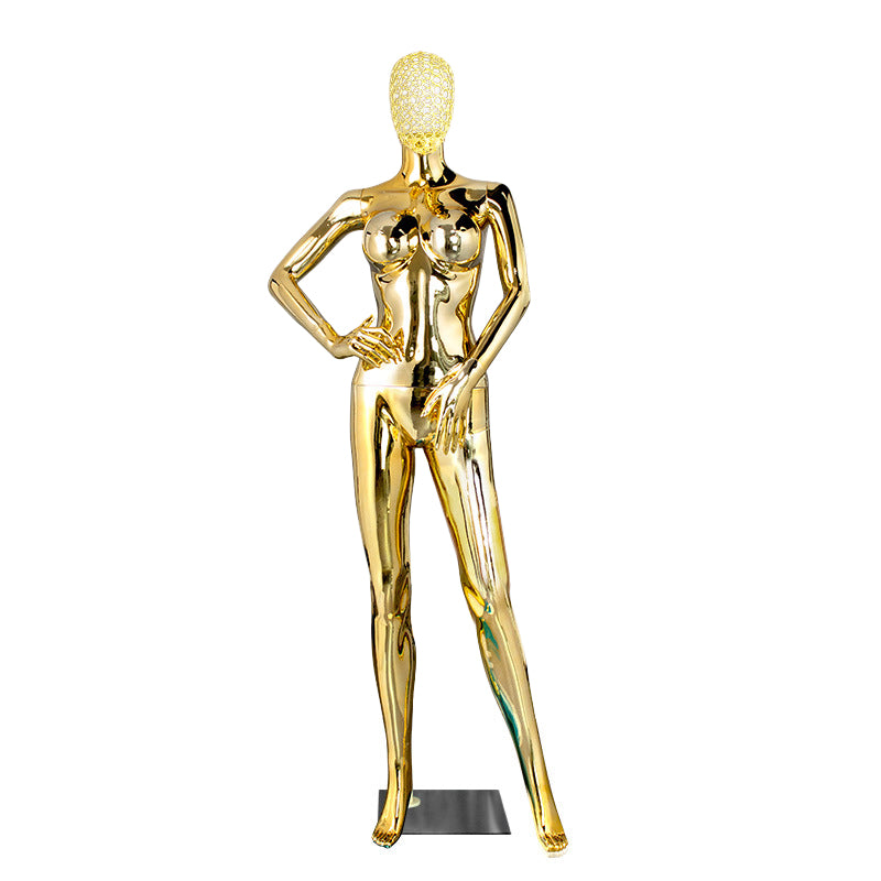 Premium Electroplated Female Mannequin - Hollow Metal Wire Head Display