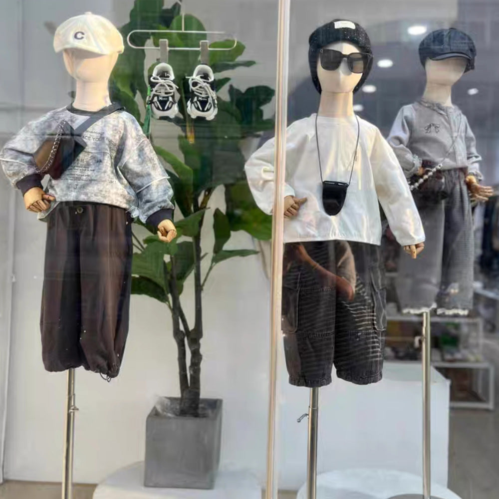 Jelimate Child Half Body Mannequin, Colorful Velvet Torso With Wooden Arms, Window Display Kid Model