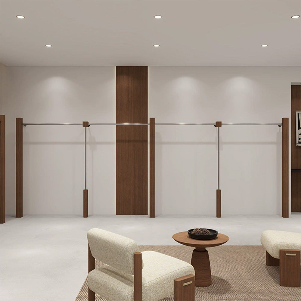 JELIMATE Walnut Clothing Display Rack for Boutique Retail Store Showroom Floor Standing