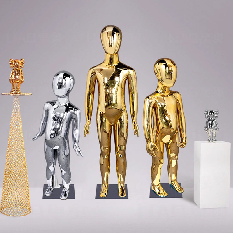 Jelimate Gold & Silver Full Body Kid Mannequin | Children Dress Form for Clothing Store Window Display