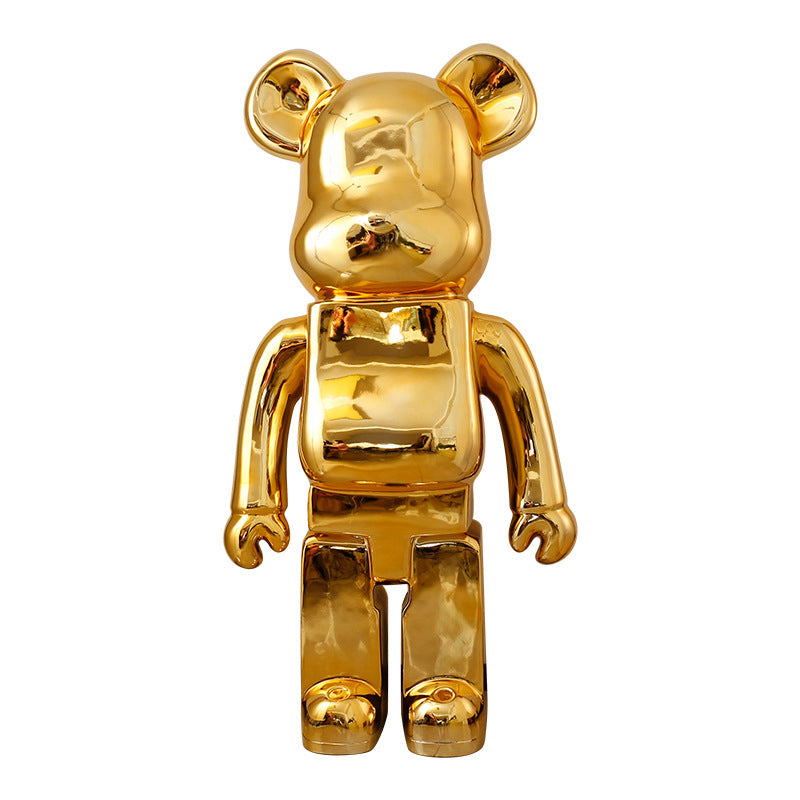 Luxury Violent Bear Ornament - Full Body Electroplated Gold Decoration for Hotel & Living Room