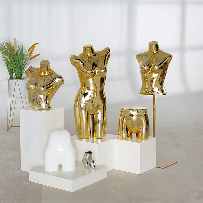 Electroplated Lingerie Mannequin - Female Torso & Hip Display for Boutique Retail