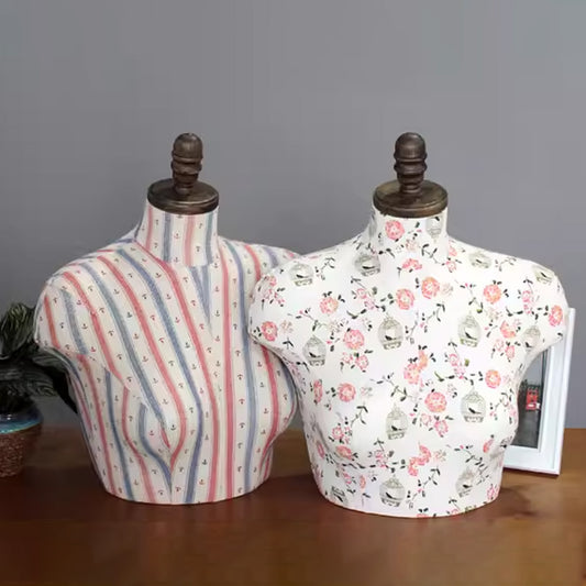 Premium Plus Size Lingerie Display Mannequin - Adjustable Height Torso with Vintage Wood Cap