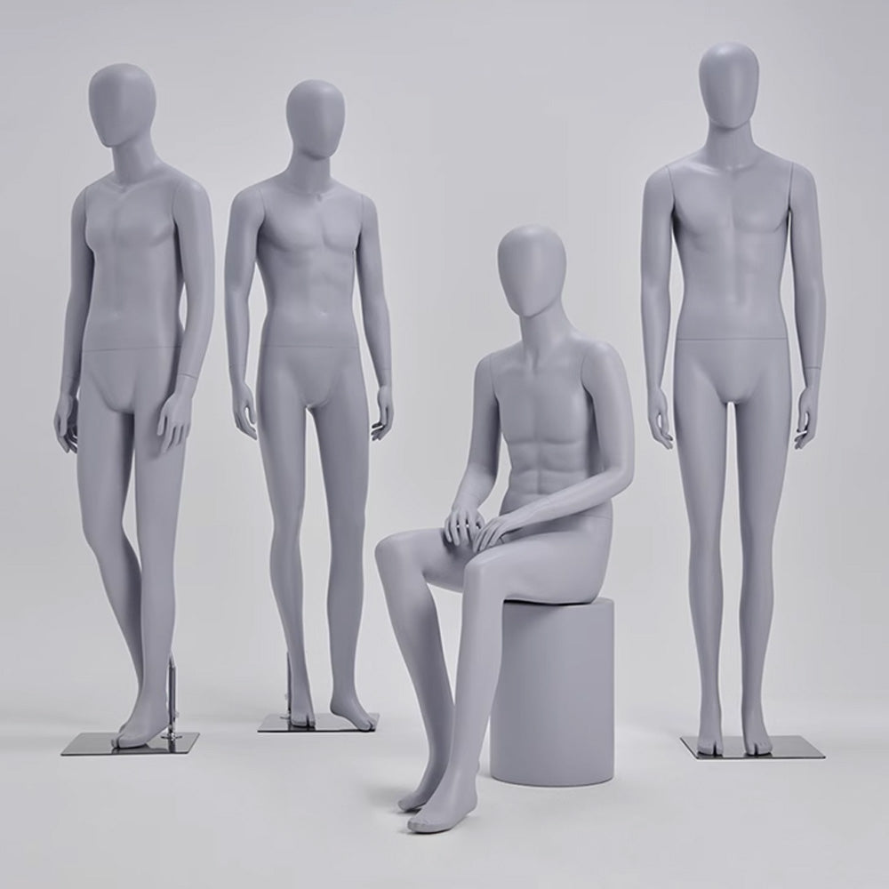 Jelimate Realistic Male Full Body Mannequin Dress Form,Grey Male Full Body Model Fiberglass Sport Mannequin,Garment Shop Window Display Male Suit Mannequin,Men Clothing Store Clothing Display Mannequin