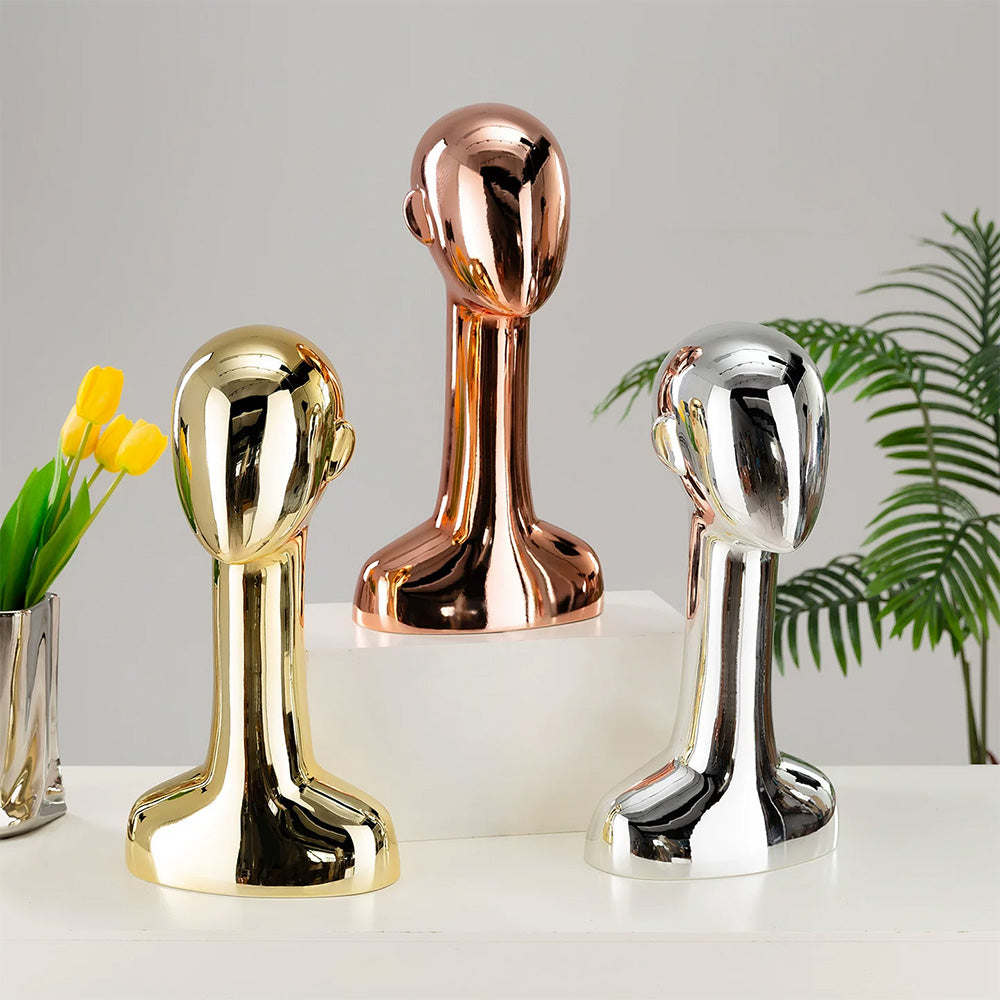 Electroplated Mannequin Head Display Stand - Wig Hat Scarf Jewelry Display Prop for Retail Stores