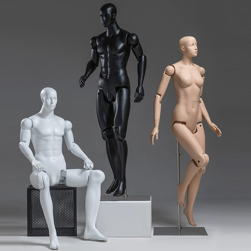 Premium Full Body Mannequin - Flexible Joints with Wooden Arms & Velvet Finish