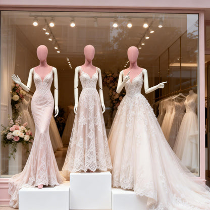 JELIMATE Pink Suede Female Mannequin - Bridal Boutique Wedding Dress Display