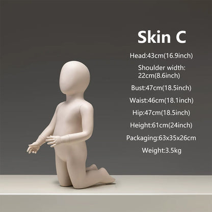 JELIMATE Baby & Toddler Mannequin Full Body Fiberglass | 11 Poses | Ages 6M-3Y