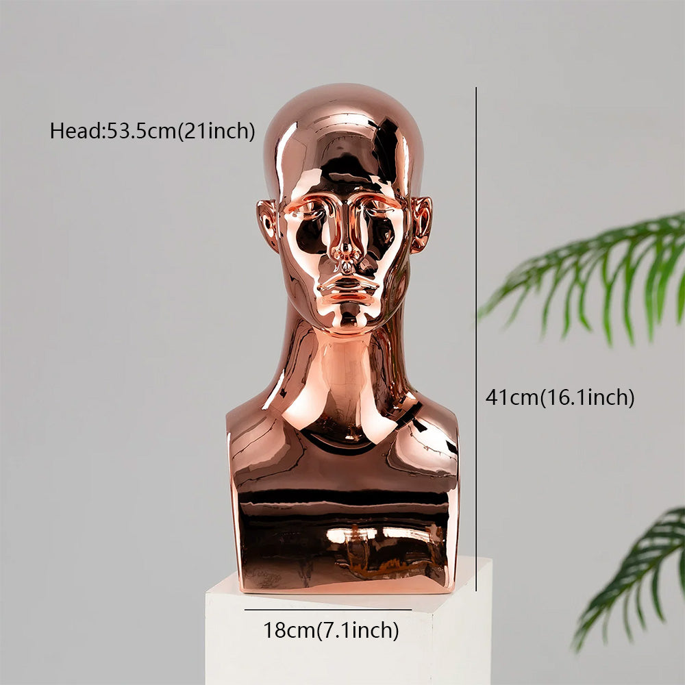 Electroplated Mannequin Head Display Stand - Wig Hat Scarf Jewelry Display Prop for Retail Stores