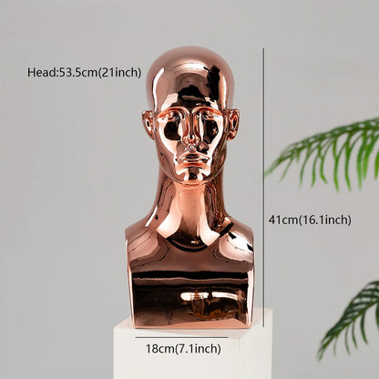 Electroplated Mannequin Head Display Stand - Wig Hat Scarf Jewelry Display Prop for Retail Stores