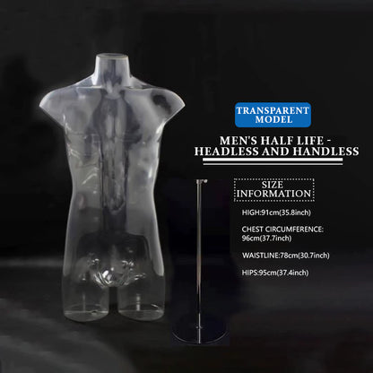Transparent Hollow Mannequin Prop | Female & Male Half/Full Body Plastic Display for Swimwear, Underwear & Photography