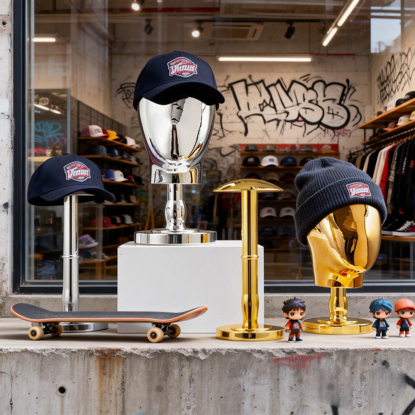 Premium Electroplated Hat Display Stand | Modular Mannequin Head Rack for Retail & Home