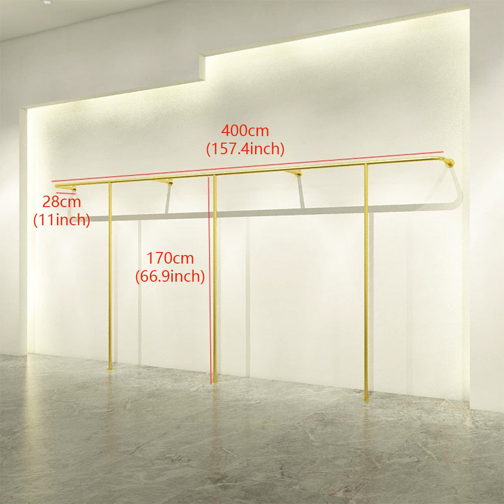 JELIMATE Wall-Mounted Gold Garment Display Rack for Boutique Clothing Store, Space-Saving