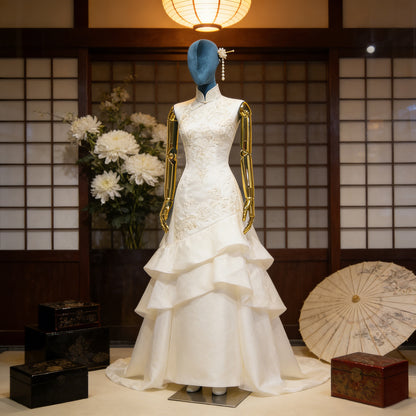 JELIMATE Velvet Female Mannequin Full Body with Gold Poseable Arms, Boutique Display