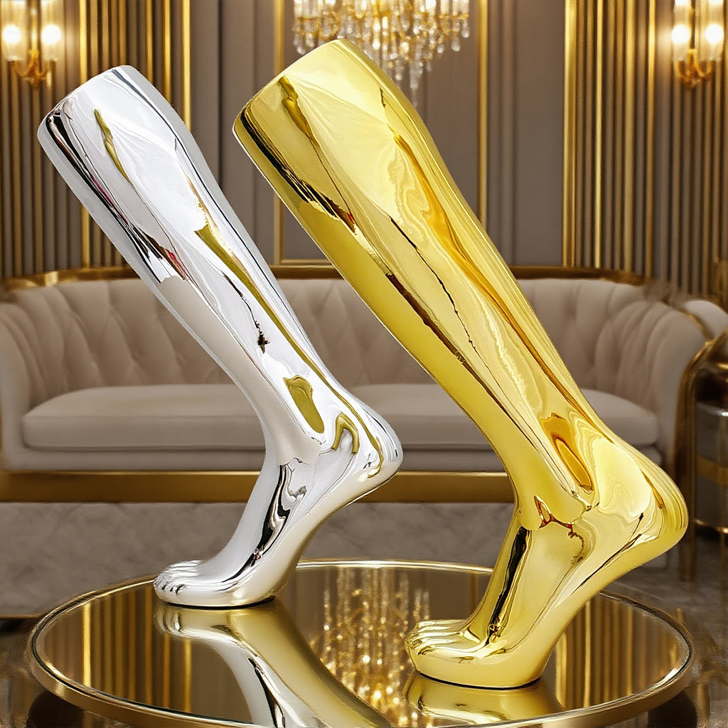 Jelimate Electroplated Left Leg Mannequin for Shoes, Socks & Jewelry – Gold Silver