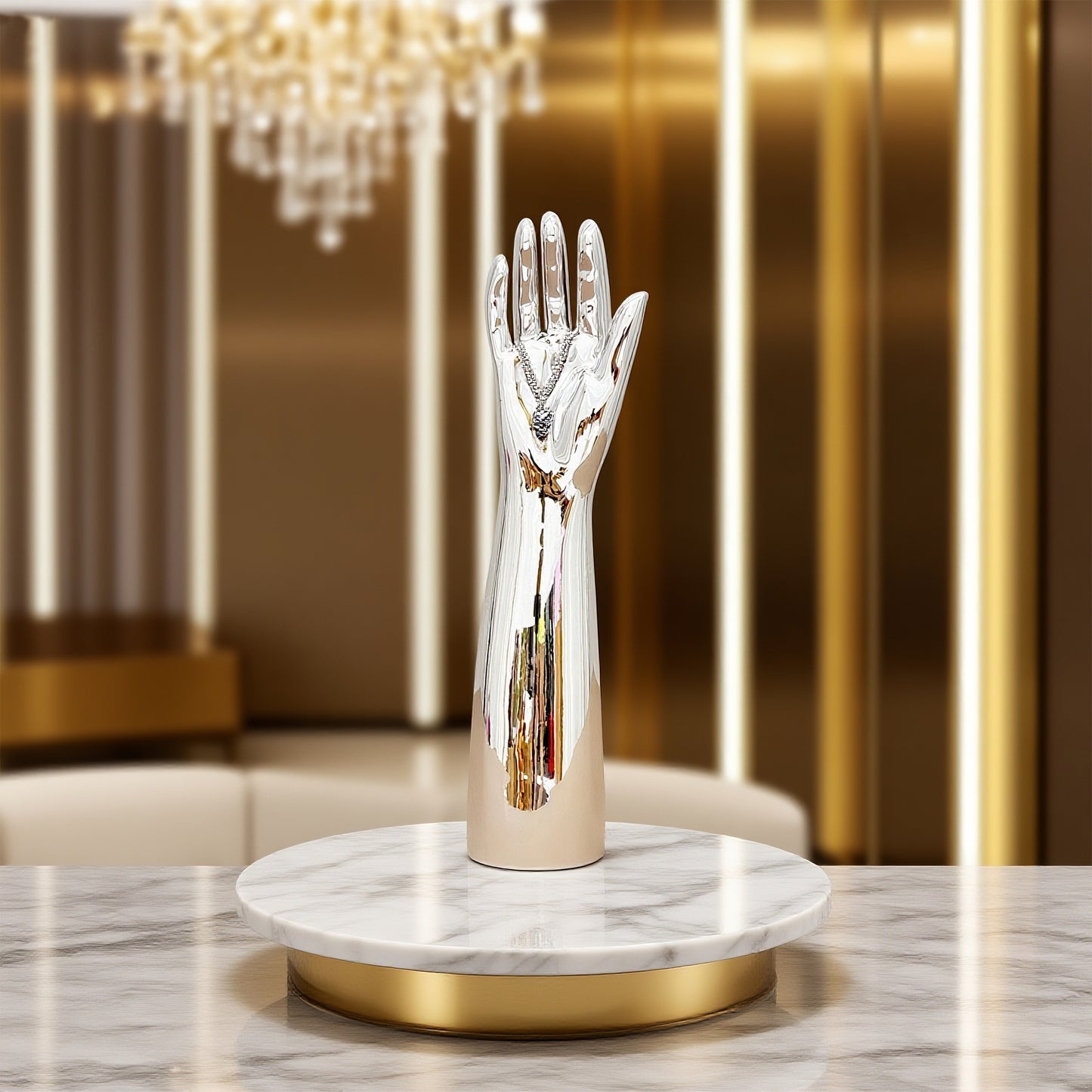 Jelimate Plated Right Hand Full Arm Mannequin – Rose Gold & Silver Jewelry, Watches, Gloves & Wristbands Display