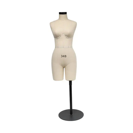 Half Scale Dress Form - Female Mini Sewing Mannequin with Soft Arms | Wholesale Dress Forms for Fashion Pattern & Tailoring | Size 34B