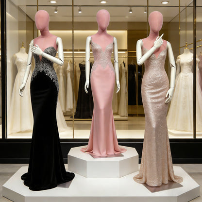 JELIMATE Pink Suede Female Mannequin - Bridal Boutique Wedding Dress Display