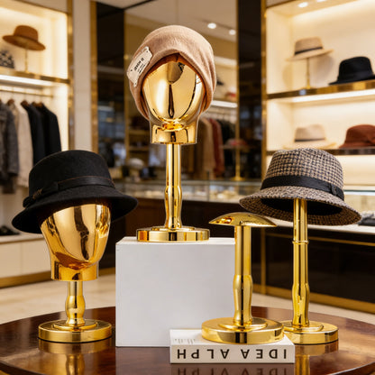Premium Electroplated Hat Display Stand | Modular Mannequin Head Rack for Retail & Home