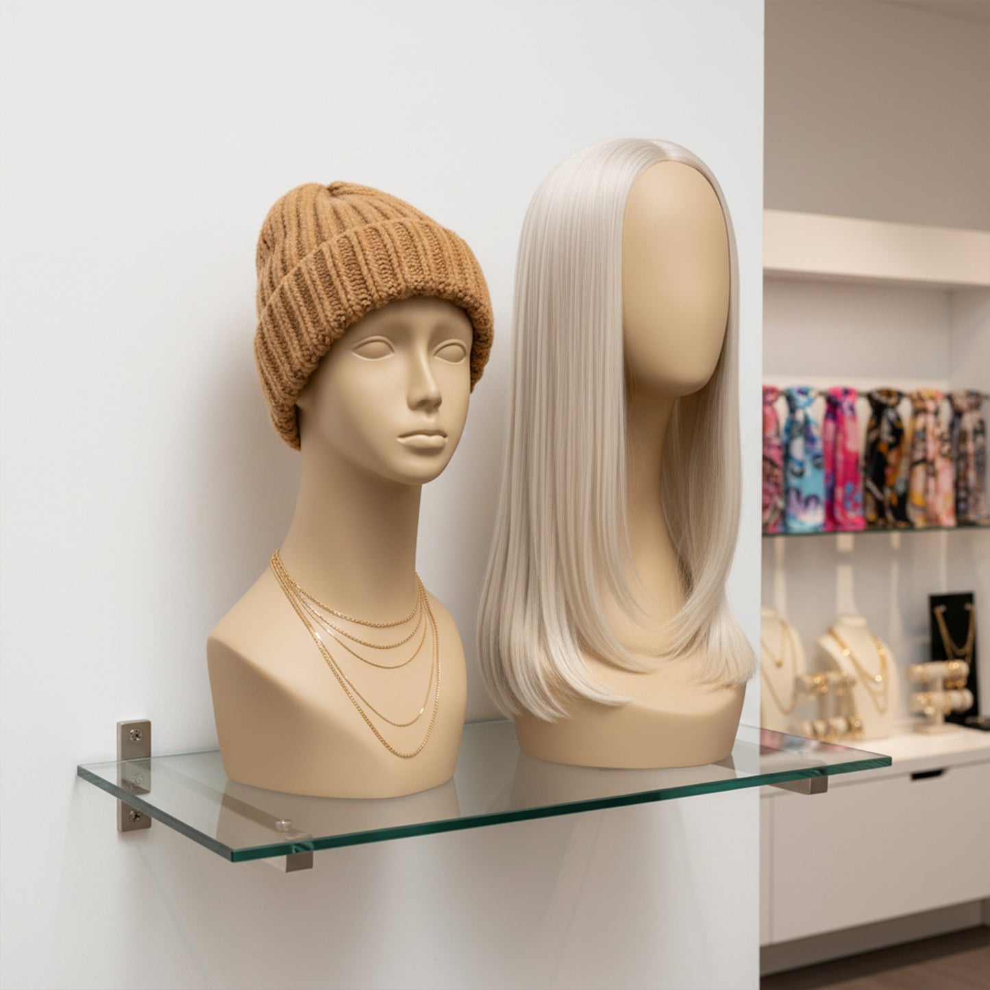 JELIMATE Mannequin Head for Wigs Hats Scarves, Male Female Fiberglass Wig Display Head