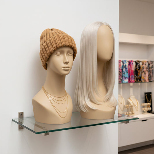 JELIMATE Mannequin Head for Wigs Hats Scarves, Male Female Fiberglass Wig Display Head