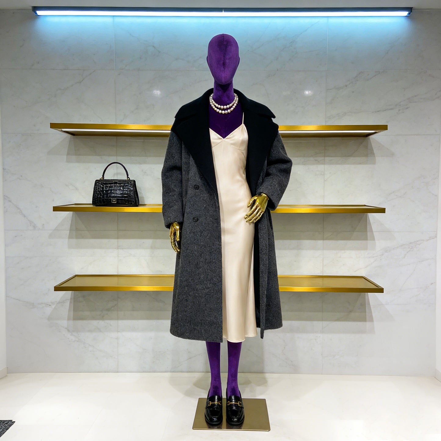 JELIMATE Velvet Female Mannequin Full Body with Gold Poseable Arms, Boutique Display