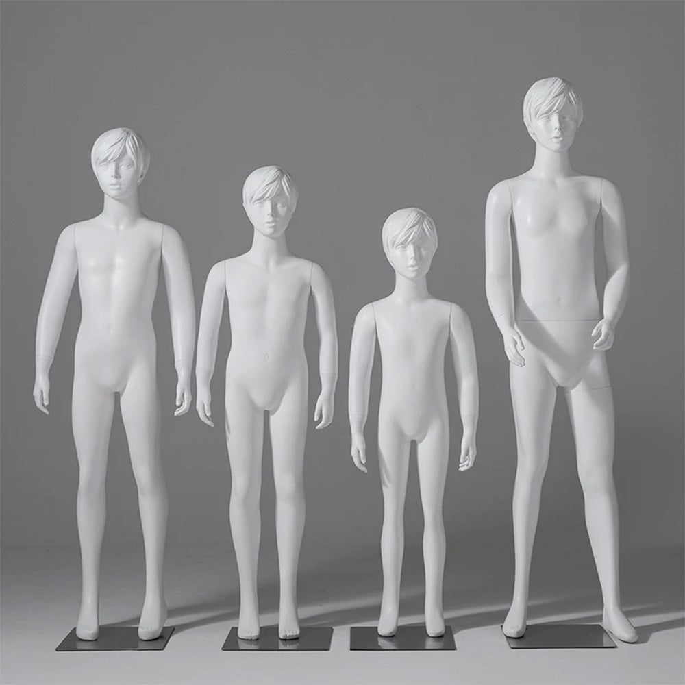 JELIMATE Child & Teen Full Body Mannequin with Face | Matte White Kids Display
