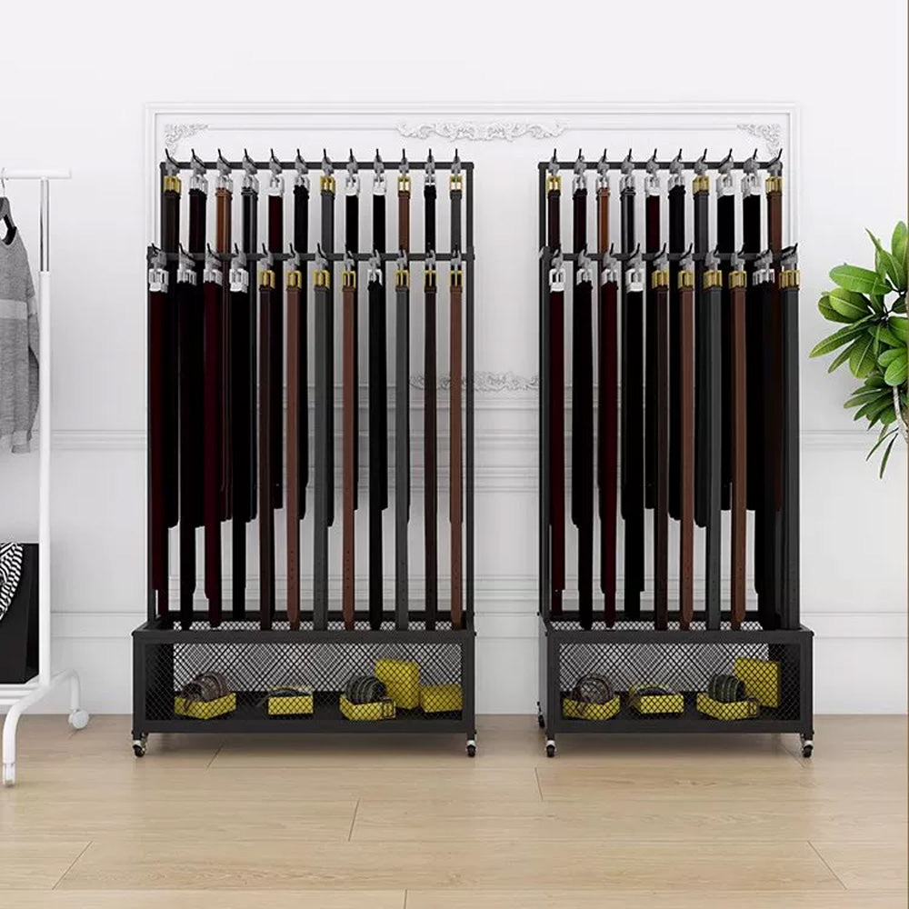 JELIMATE Freestanding Belt Display Rack with Wheels | Multi-Tier Organizer for Retail Store