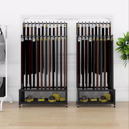 JELIMATE Freestanding Belt Display Rack with Wheels | Multi-Tier Organizer for Retail Store
