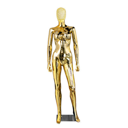 Premium Electroplated Female Mannequin - Hollow Metal Wire Head Display