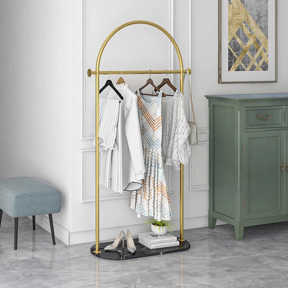 JELIMATE Freestanding Clothing Rack, Marble Base Garment Rack for Boutique Store Display