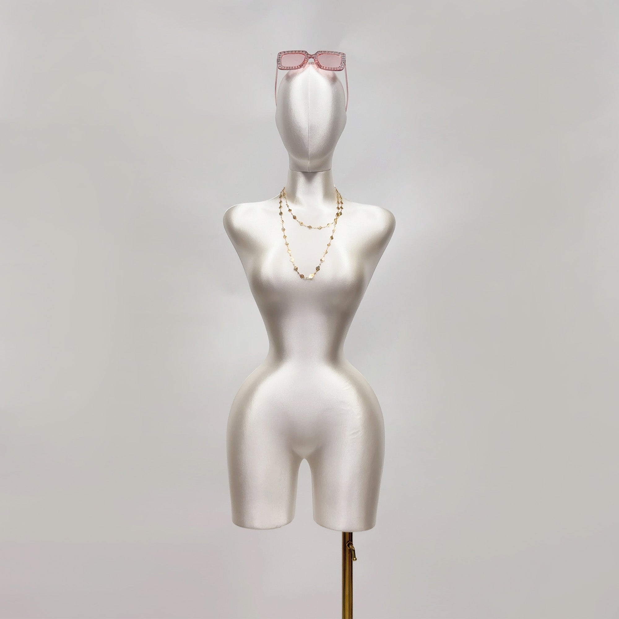 JELIMATE Plus Size Female Mannequin Torso - Fully Pinnable Satin Curvy Dress Form with Gold Base