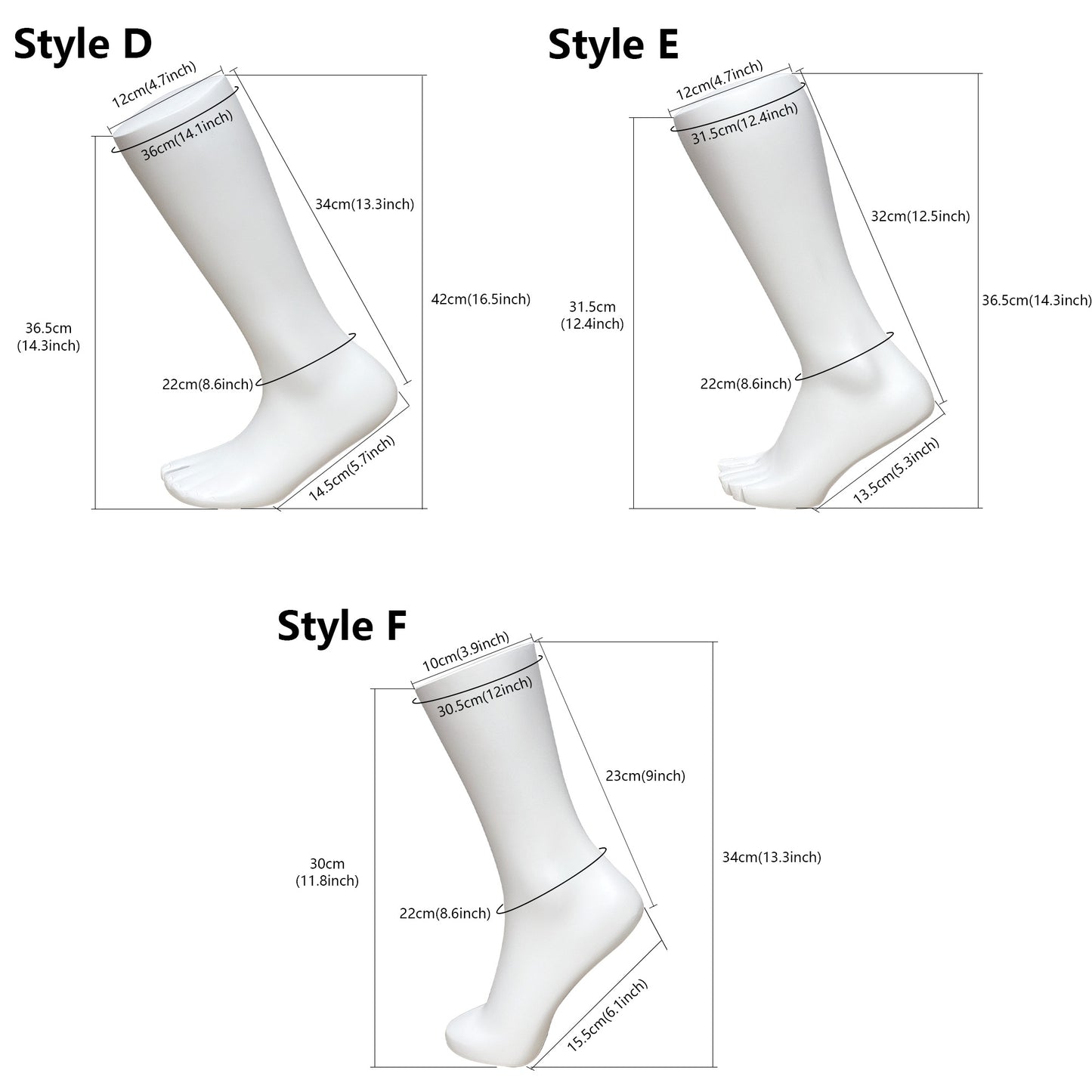 Mannequin Foot Display Props | Male Female Kids Fiberglass Foot Model for Sock & Shoe Store