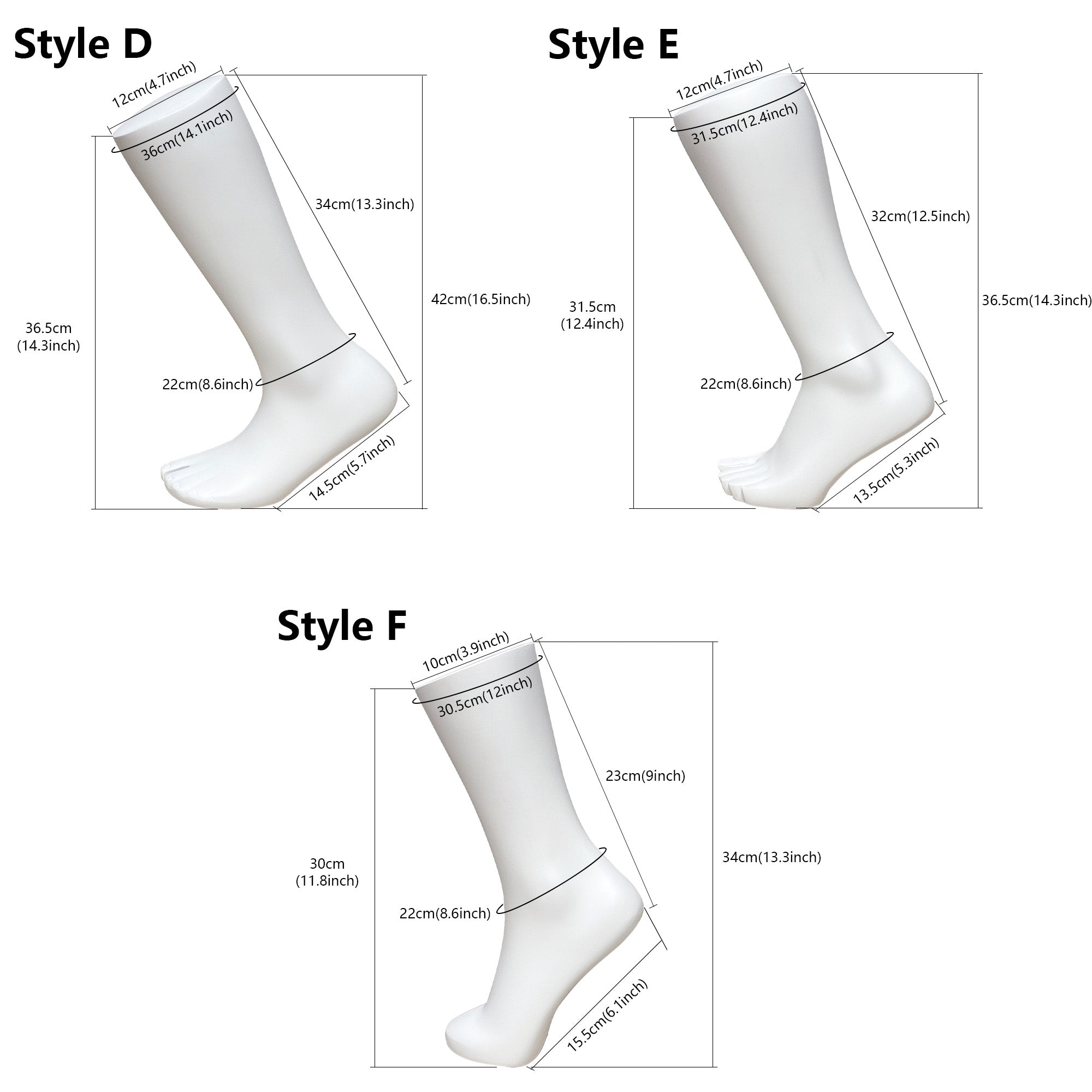 Mannequin Foot Display Props | Male Female Kids Fiberglass Foot Model for Sock & Shoe Store