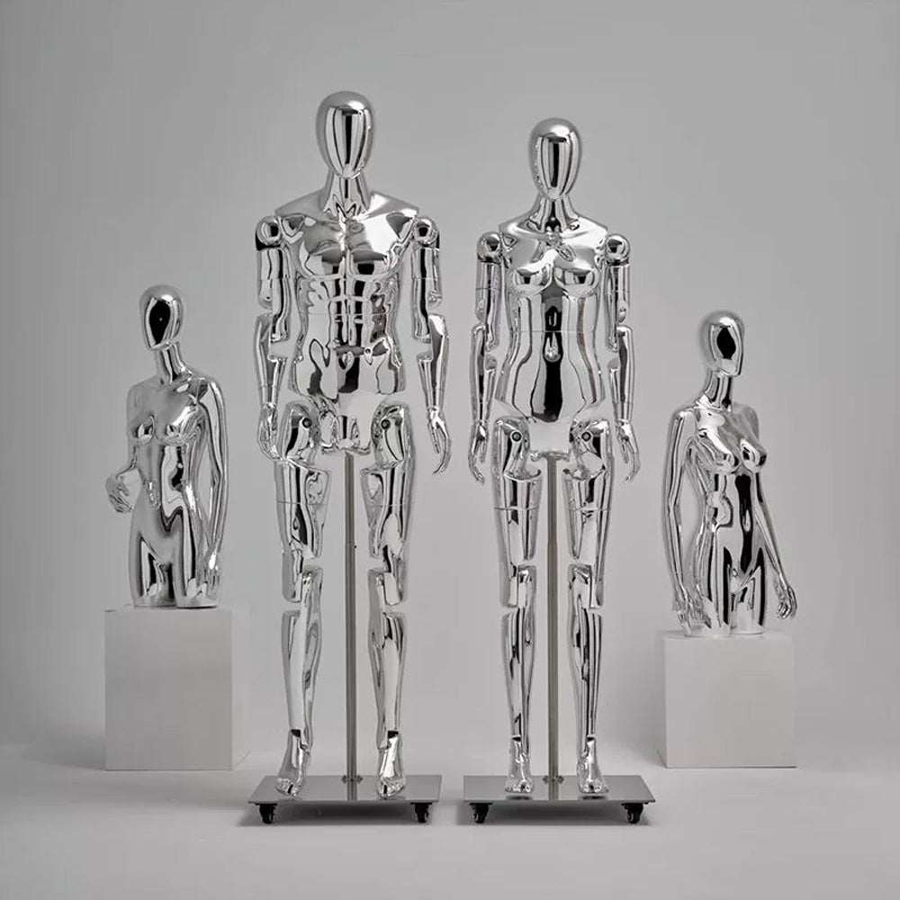 JELIMATE Chrome Full Body Mannequin Female Male Mechanical Robot Streetwear Clothing Display