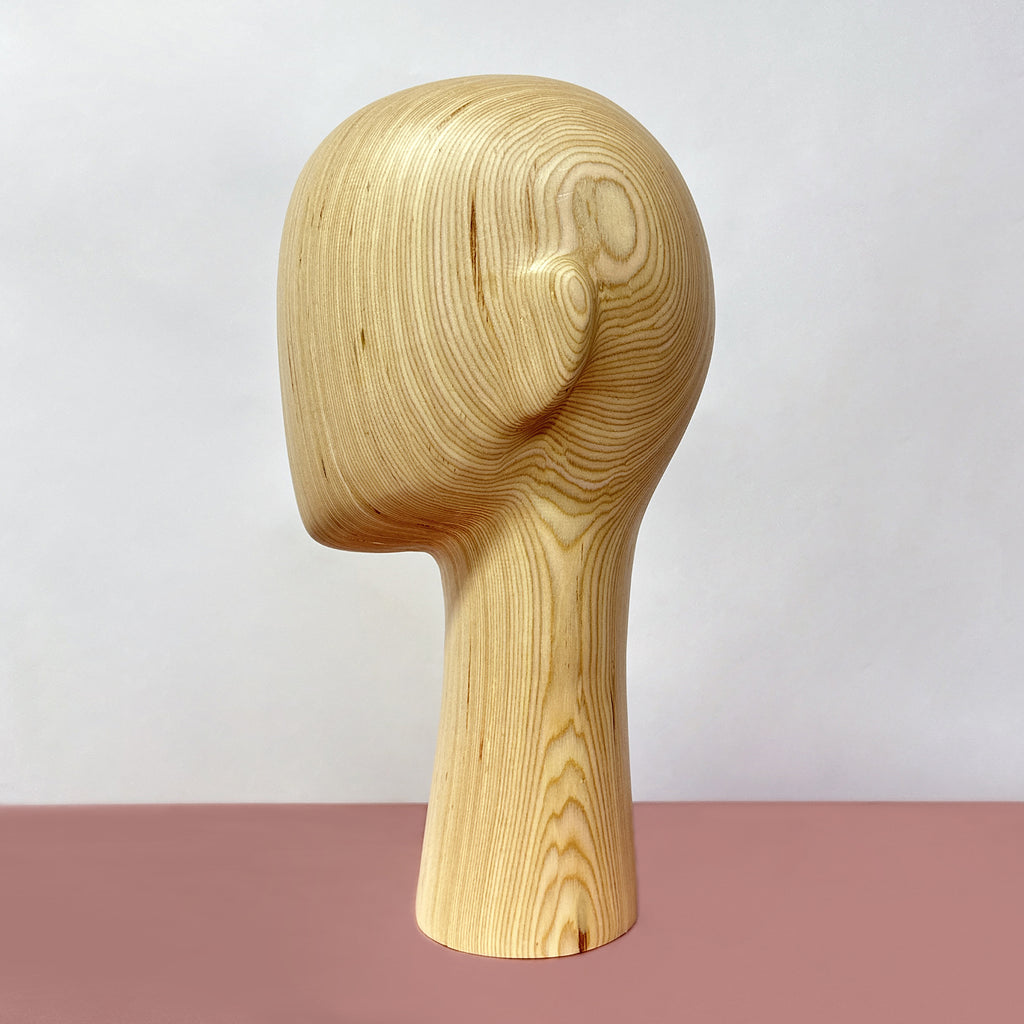 Jelimate Natural Wood Color Wooden Mannequin Head,Long Short Wood Head Mannequin Stand,Sunglasses Wig Headband Hat Display Mannequin Head Model