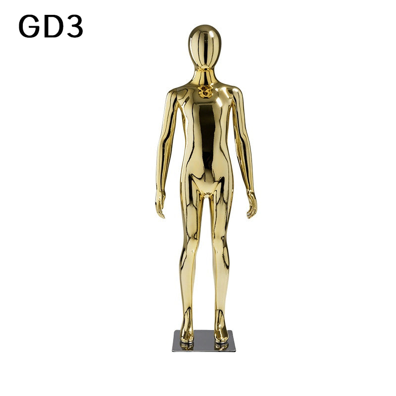 Luxury Gold Kids Mannequin Display | Mirror Finish Child Full Body Window Display Mannequin | JELIMATE