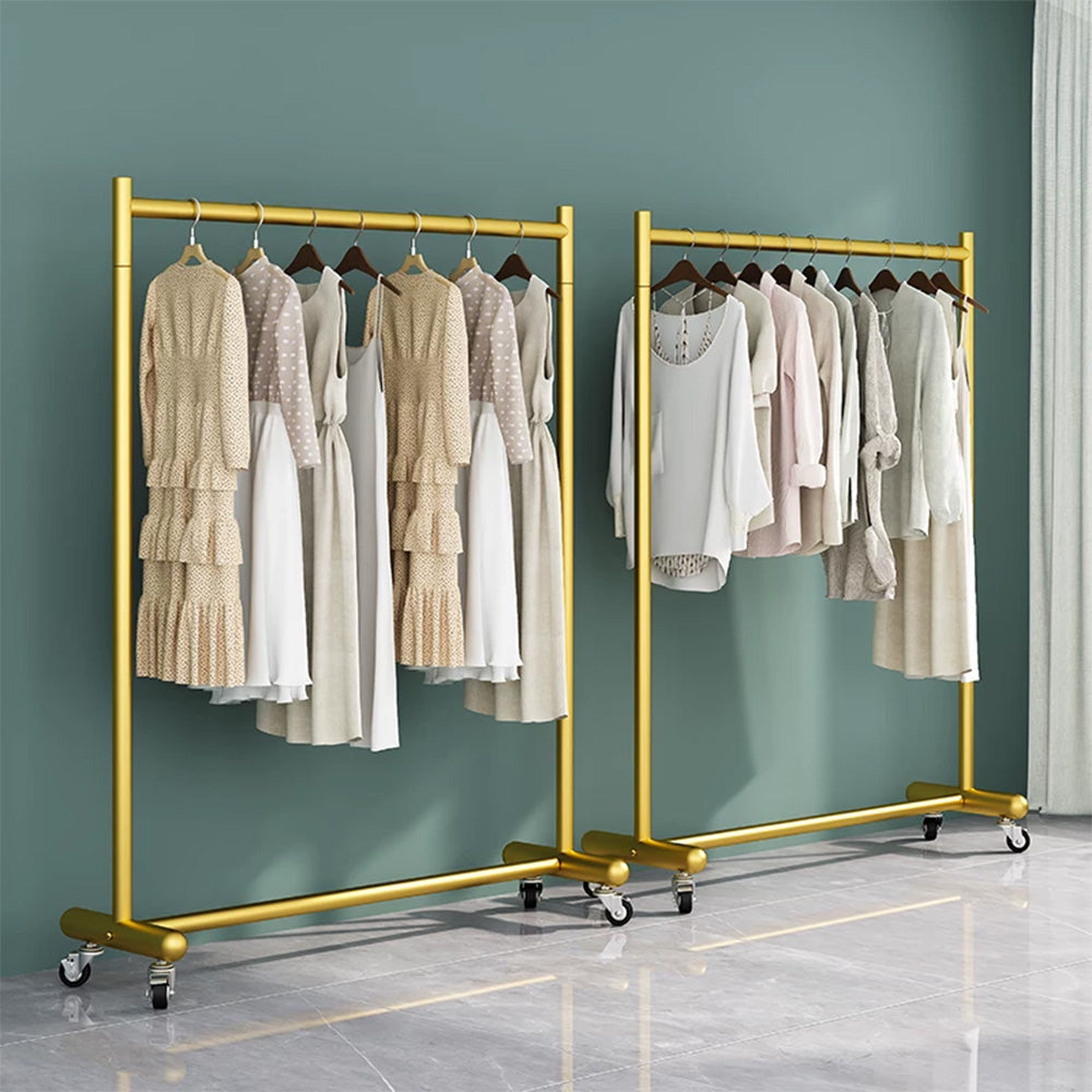 JELIMATE Industrial Clothing Rack with Wheels, Heavy Duty Rolling Garment Rack