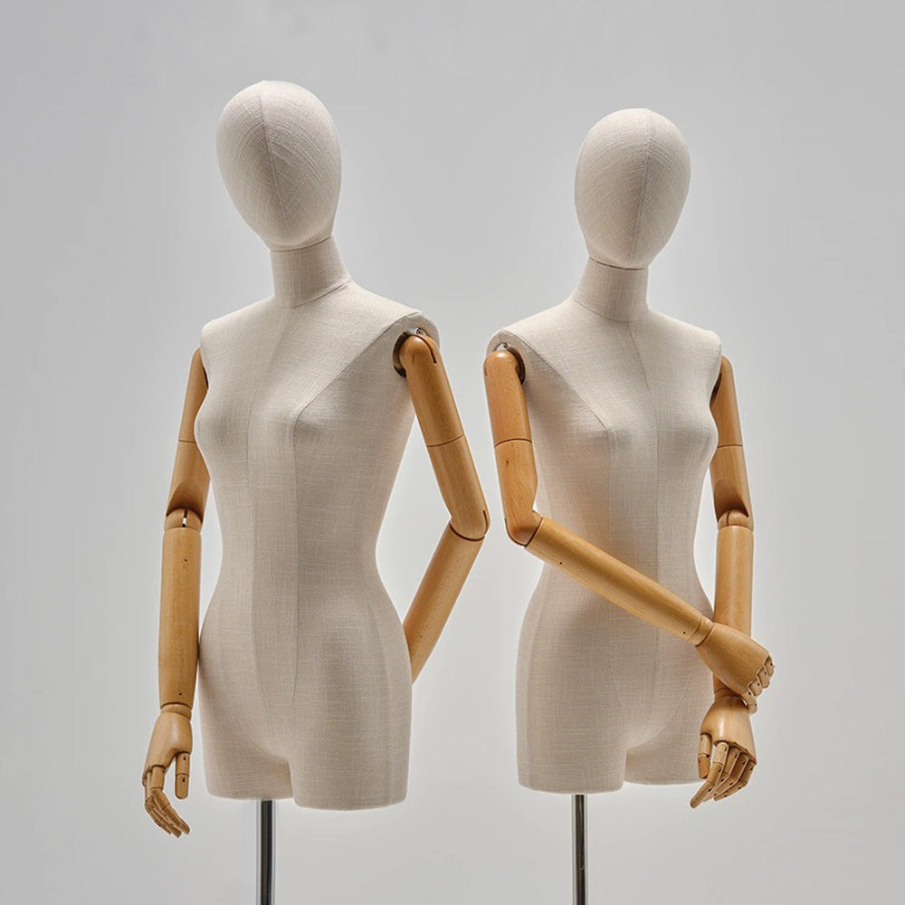 JELIMATE Female Mannequin: Elegant Wooden Head & Arms Display Model