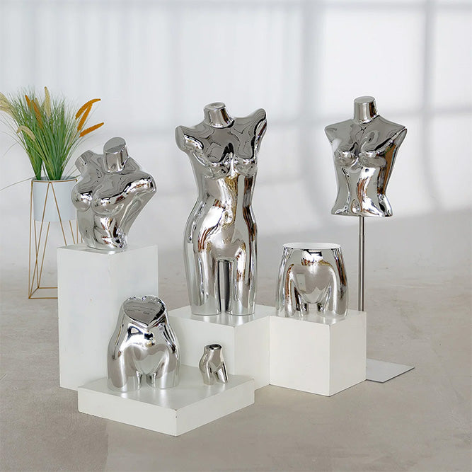 Electroplated Lingerie Mannequin - Female Torso & Hip Display for Boutique Retail