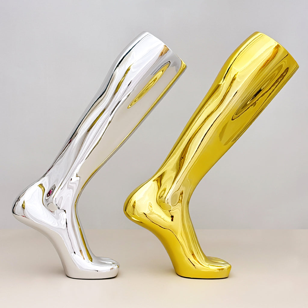 Jelimate Electroplated Left Leg Mannequin for Shoes, Socks & Jewelry – Gold Silver