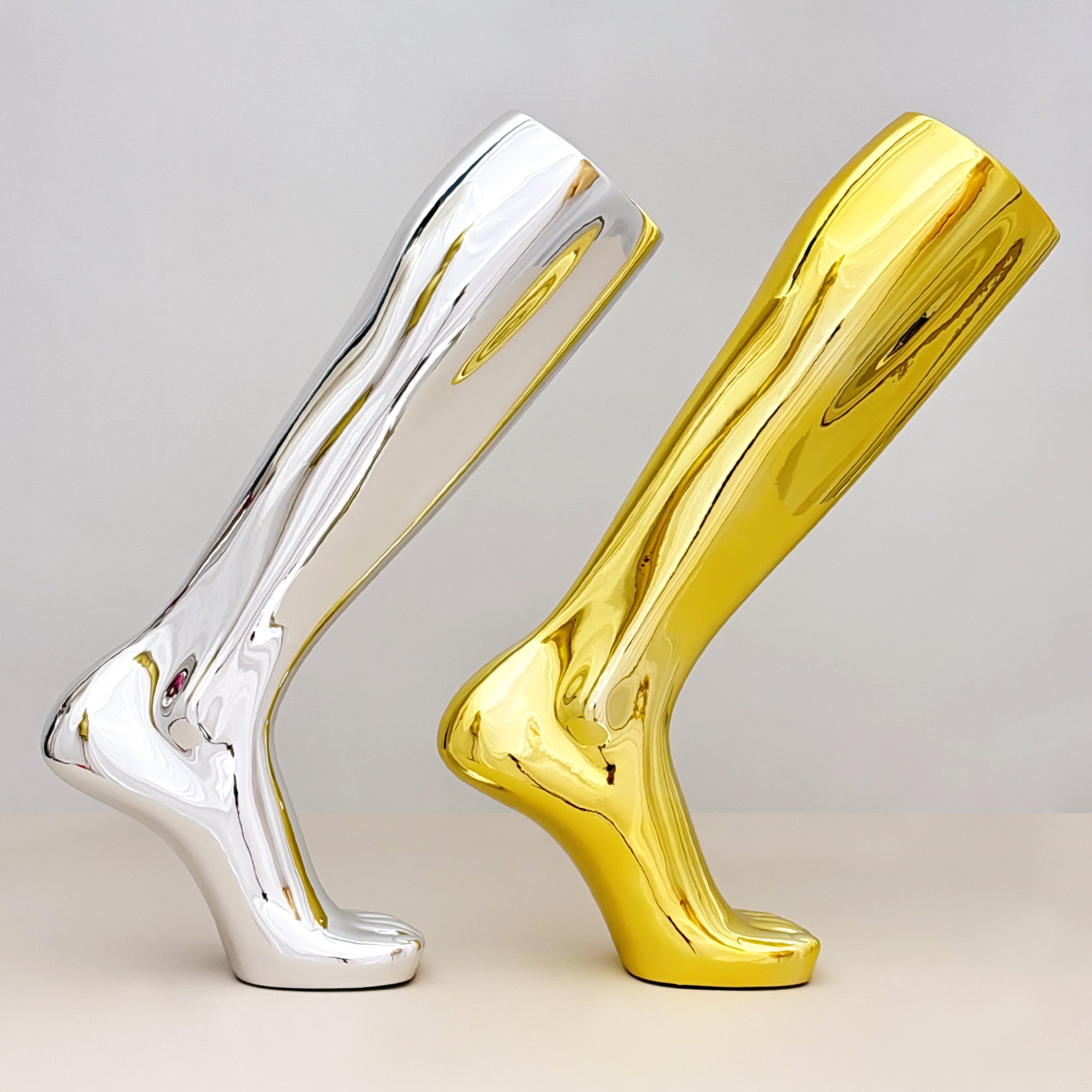 Jelimate Electroplated Left Leg Mannequin for Shoes, Socks & Jewelry – Gold Silver