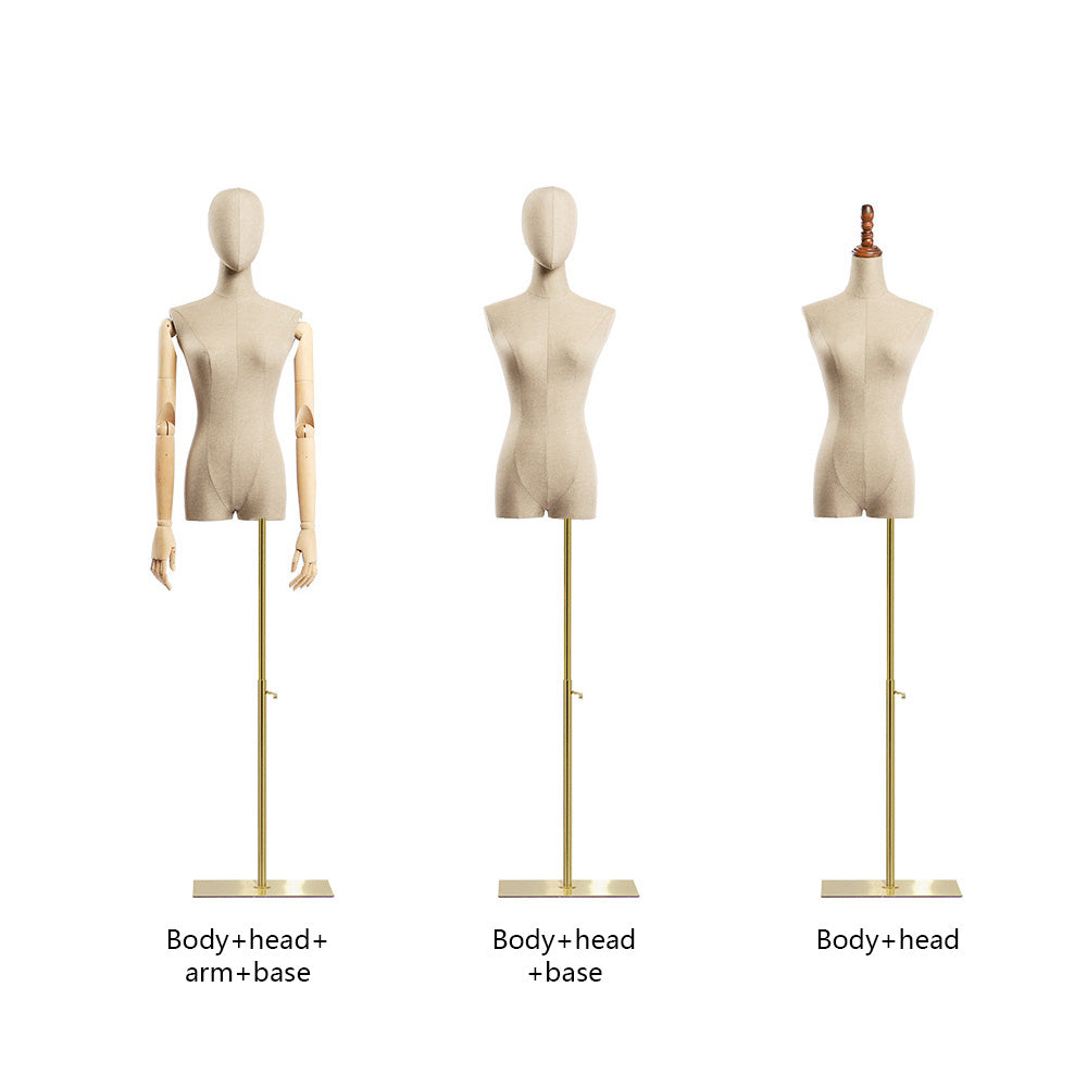 Jelimate Clothing Store Fashion Lady Display Dress Form Torso,Half Body Female Mannequin Torso Stand,Women Fabric Wrapped Mannequin Linen Dress Form