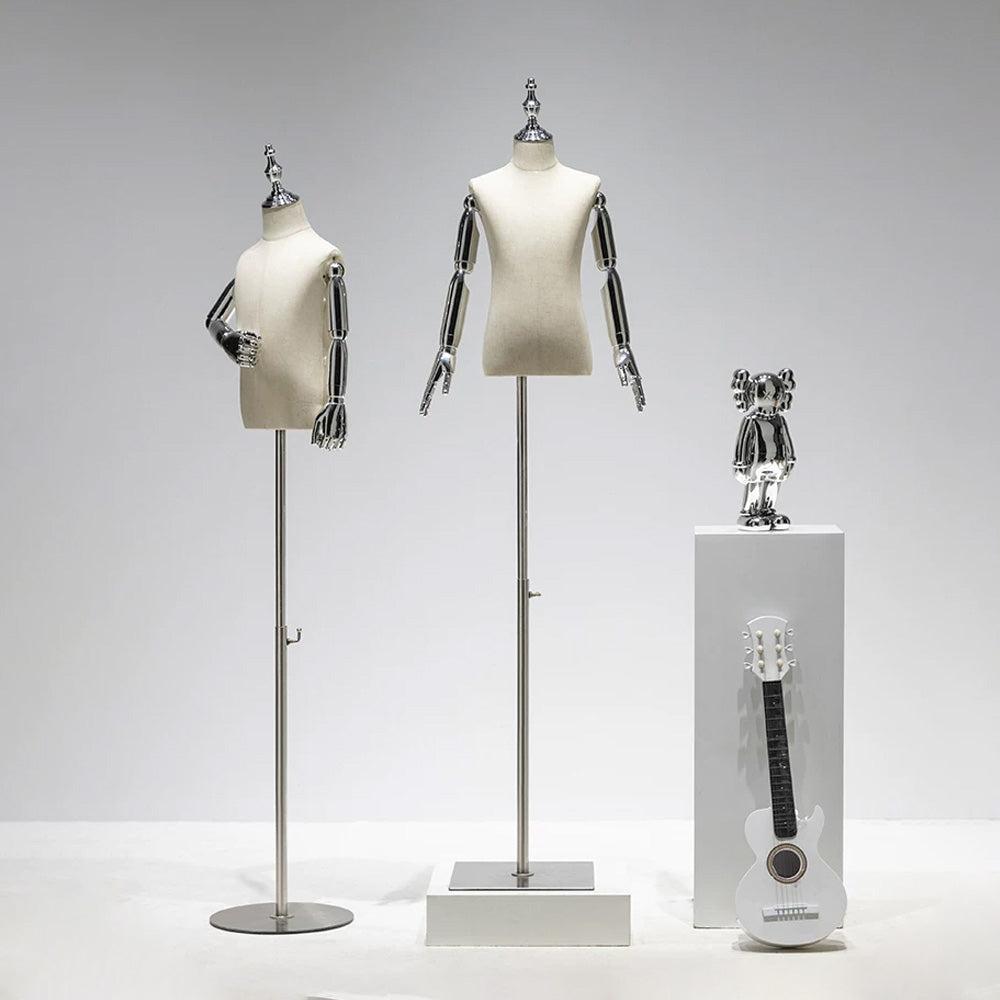 JELIMATE Kids Electroplated Mannequin | Gold Silver Dress Form for Kids Streetwear Display