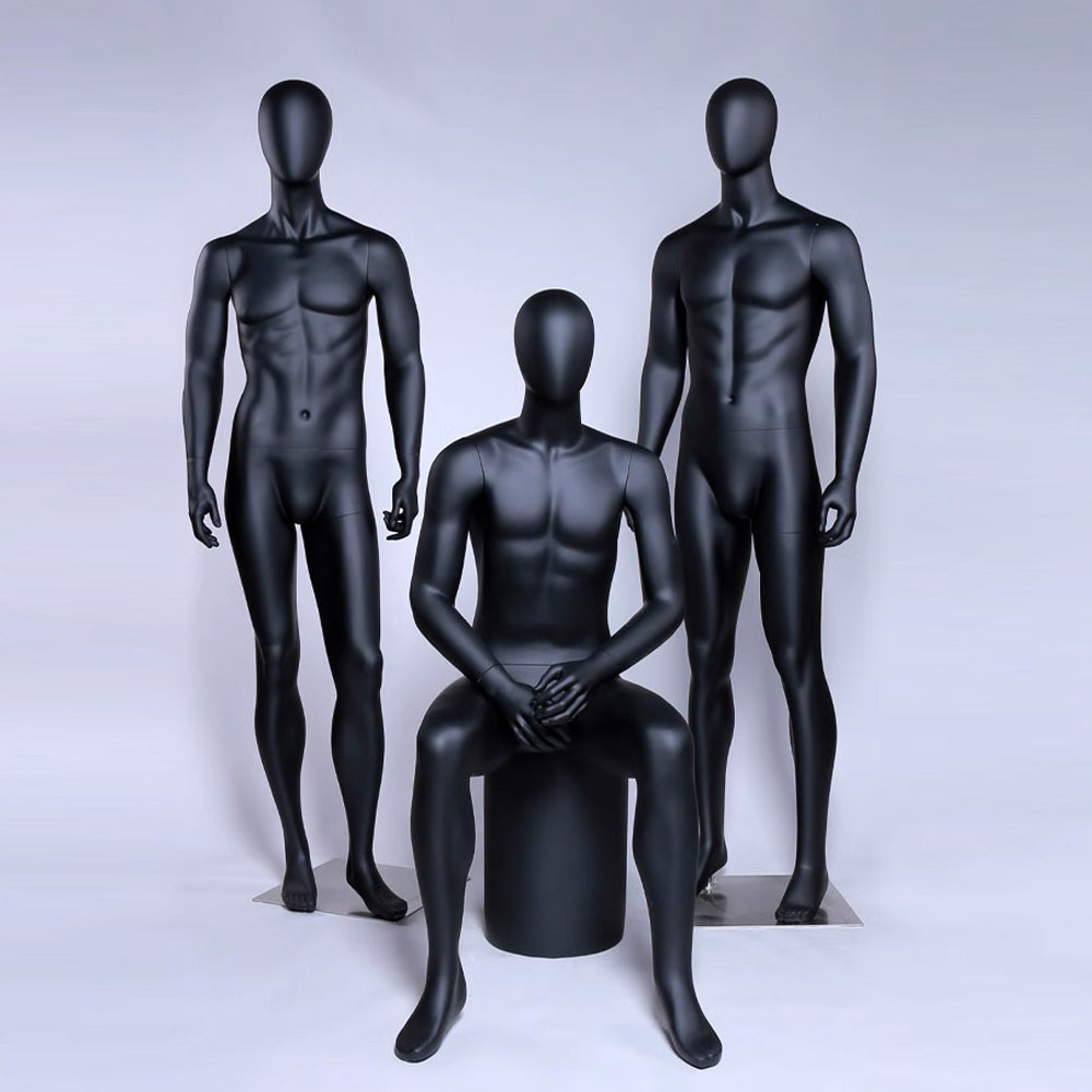 Jelimate Realistic Male Mannequin Full Body Model,Male Full Body Dress Form Black White Fiberglass Mannequin,Window Display Male Sport Mannequin Suit Model,Clothing Shop Male Display Mannequin for Clothes