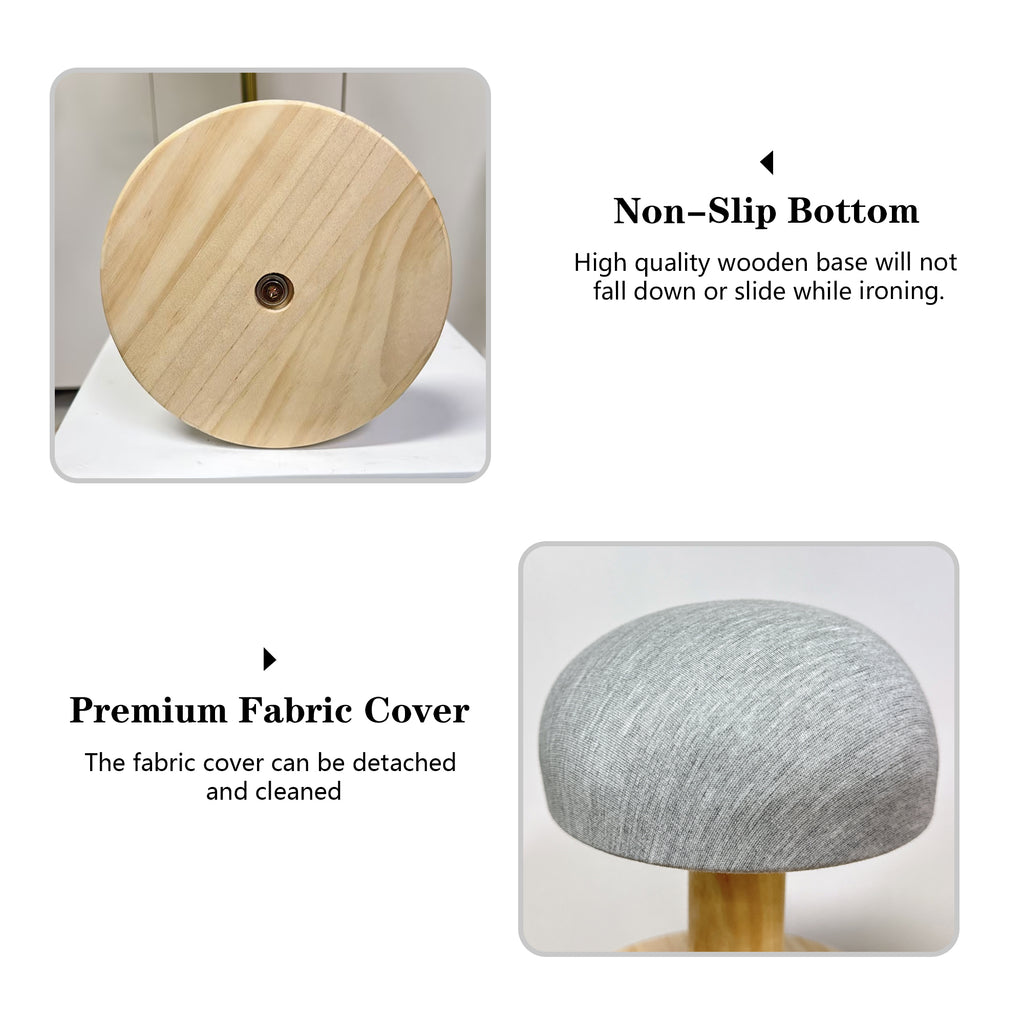 Jelimate Round Wooden Ironing Board Portable Tailor Pressing Board Miniature Sleeve Board Household Ironing Stool Tailoring Ham Multi-functional
